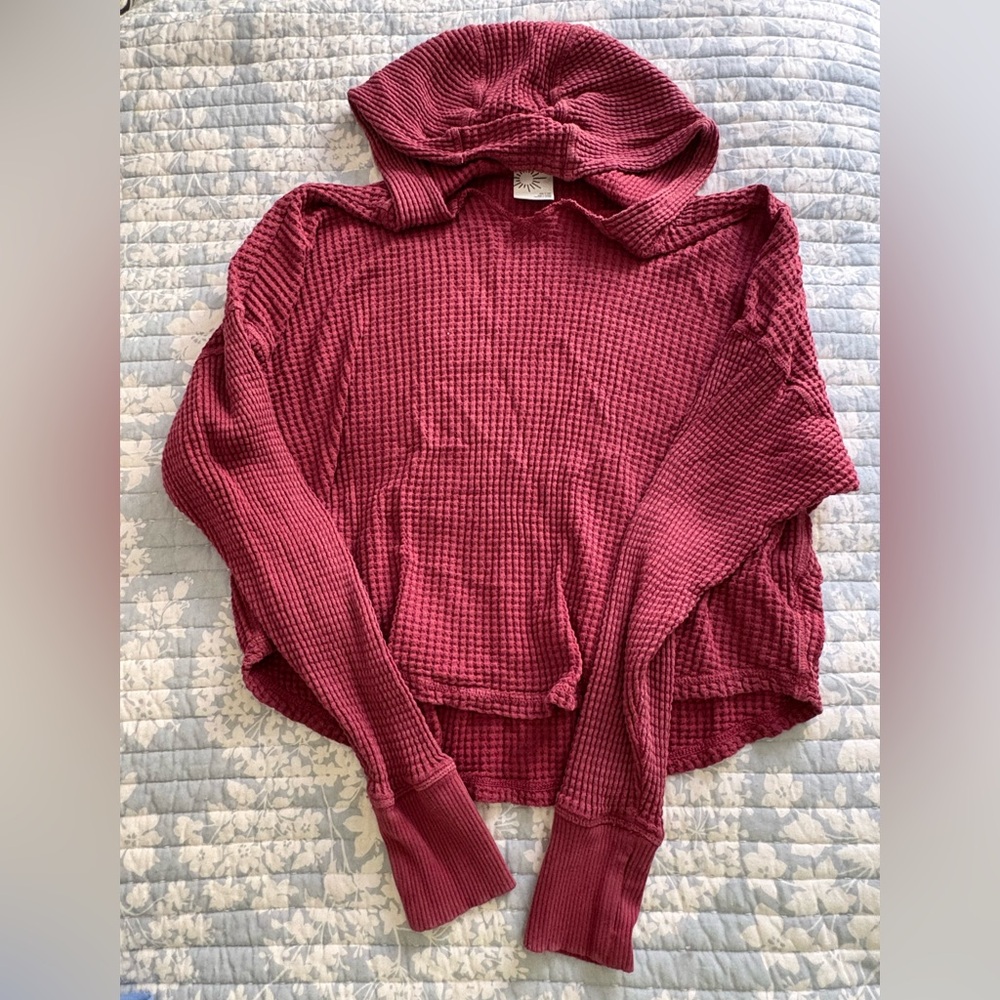 Offline Waffle Knit Hooded Long Sleeve